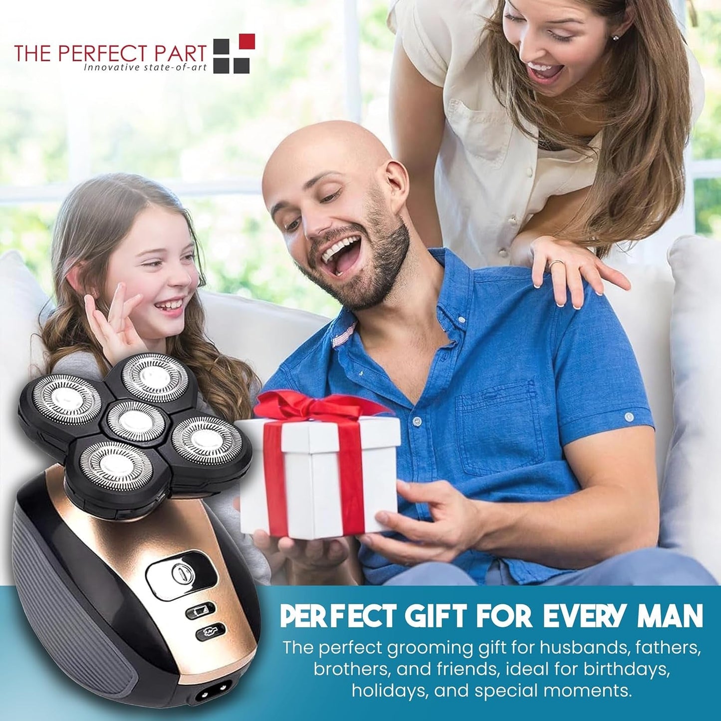 5-in-1 Rotary Electric Shaver 4D Rechargeable Bald Head Hair Beard Trimmer Razor