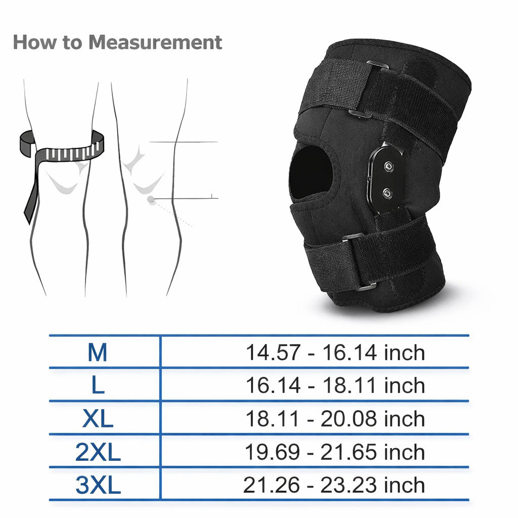 Knee Brace Compression Sleeve Hinged Joint Support Open Patella Stabilizer Wrap