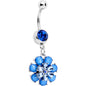Blue Gem Bashful Blue Budding Flower Dangle Belly Ring