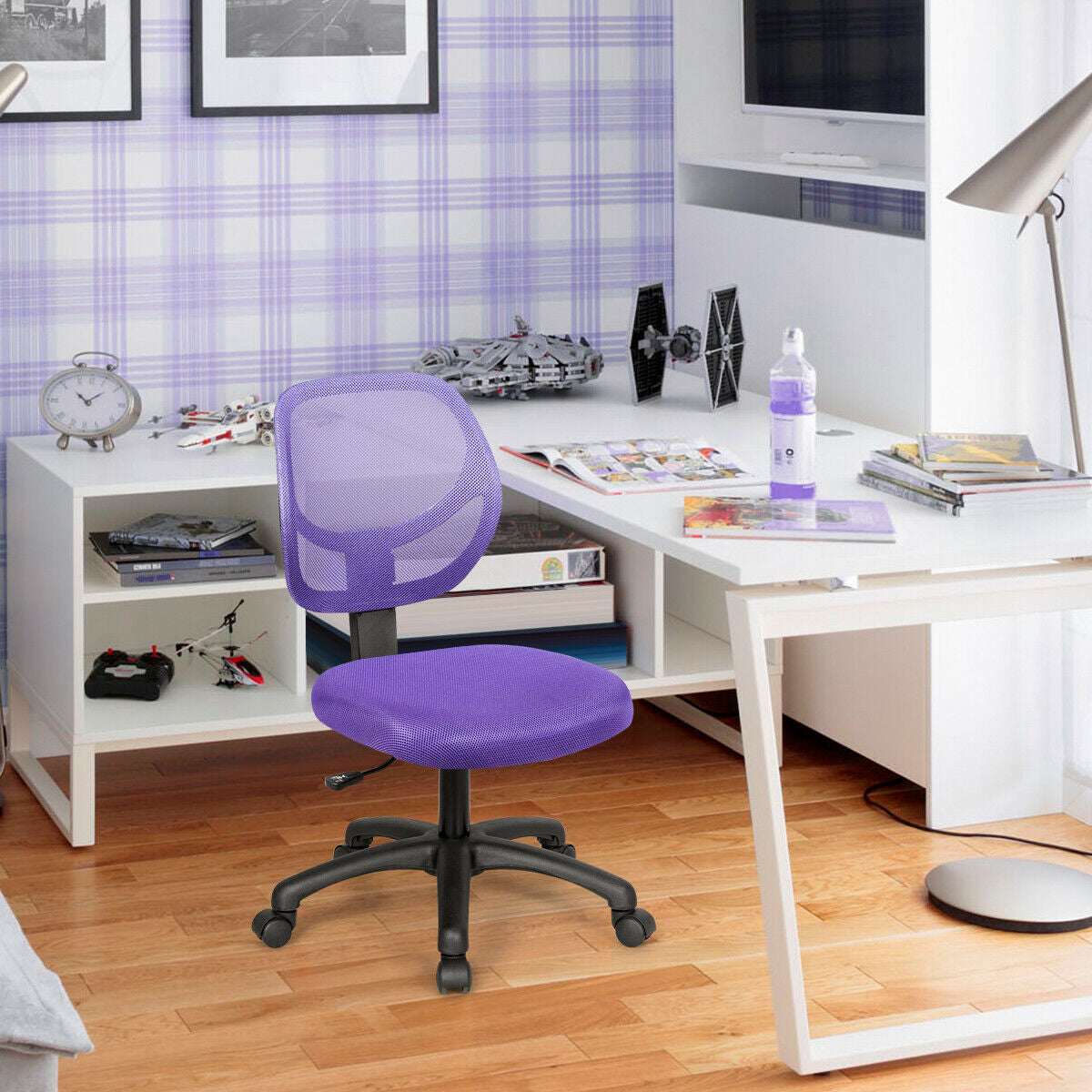 Low-back Computer Task Chair with Adjustable Height and Swivel Casters