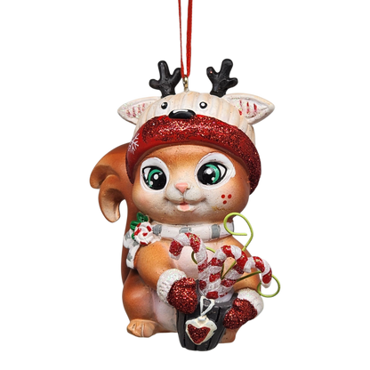Festive Squirrel Ornament - Approximately 4 Inches