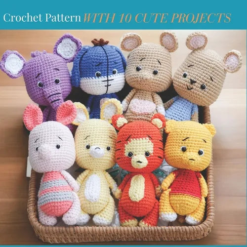 Crochet Pattern with 10 Cute Amigurumi Projects: Easy Beginner Friendly Animal Crochet Activity Book with 10 Projects with Step by Step Instructions - Paperback
