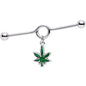 Green Marijuana Leaf Puff Puff Pass Industrial Barbell 38mm