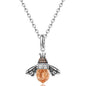 S925 Sterling Silver Necklace Orange Color Wing Animal Lovely Bee Pendant