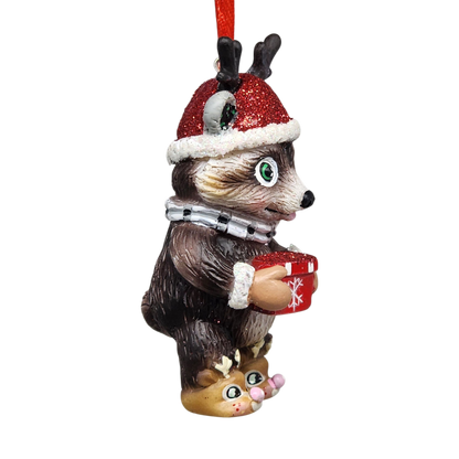 Adorable Christmas Raccoon Ornament - Approximately 4 Inches