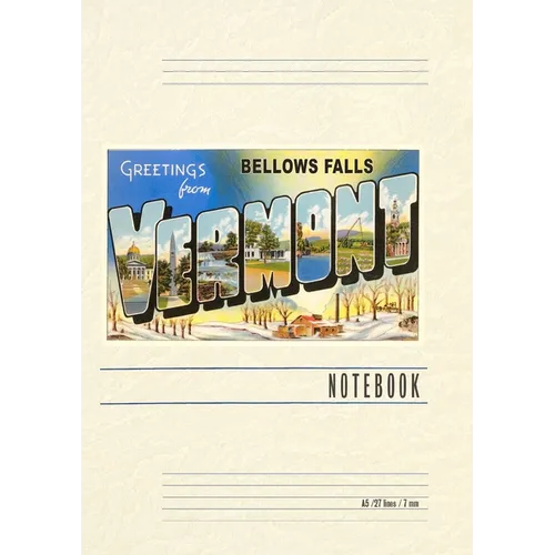 Vintage Lined Notebook Greetings from Bellows Falls, Vermont - Paperback