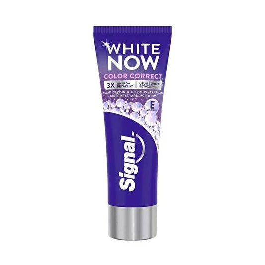 Signal Whitening Toothpaste - Signal White Now Color Correct for a Brighter Smile, Fluoride Toothpaste with E Vitamin