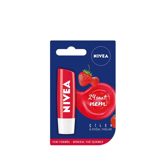Nivea Strawberry Flavored Lip Care - Moisturizing & Protective Lip Balm for Dry Lips