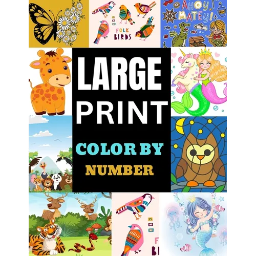 Large Print Color by Number: Easy designs coloring book for adults - Paperback