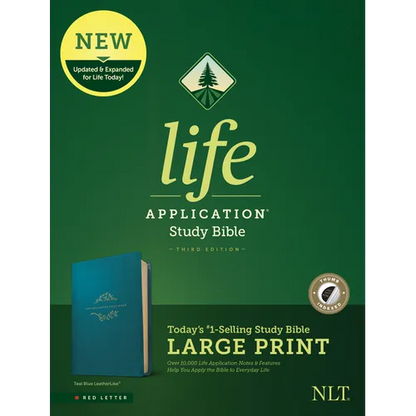 NLT Life Application Study Bible, Third Edition, Large Print (Leatherlike, Teal Blue, Indexed) - Imitation Leather