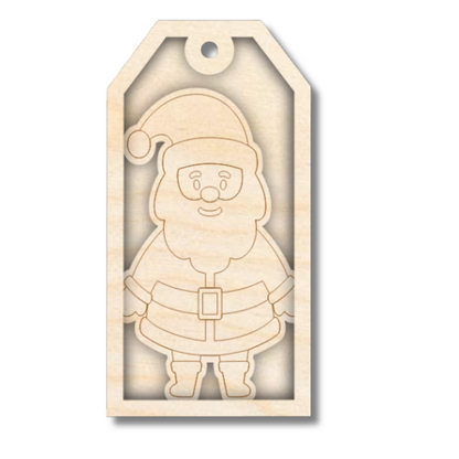 Unfinished Wood Layered Christmas Gift Tags | 14 Options | 3 Piece | 4"-6" Tall | 1/8" Wood | Wood Craft DIY