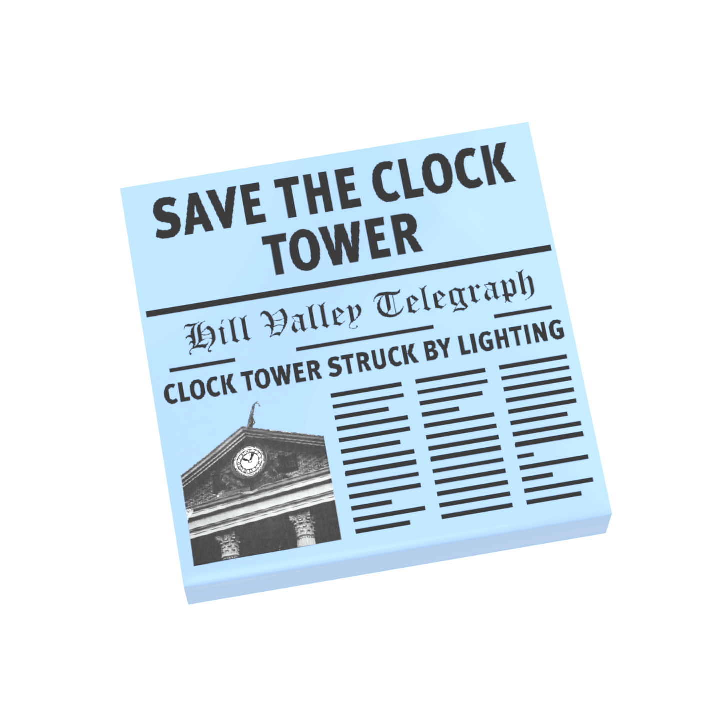 Save The Clock Tower Poster - BTTF - Custom Printed - Made Using a LEGO® Tile