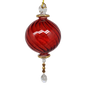 Small Sphere Glass With Ribbed Groove  and Gold Accents - Christmas Red