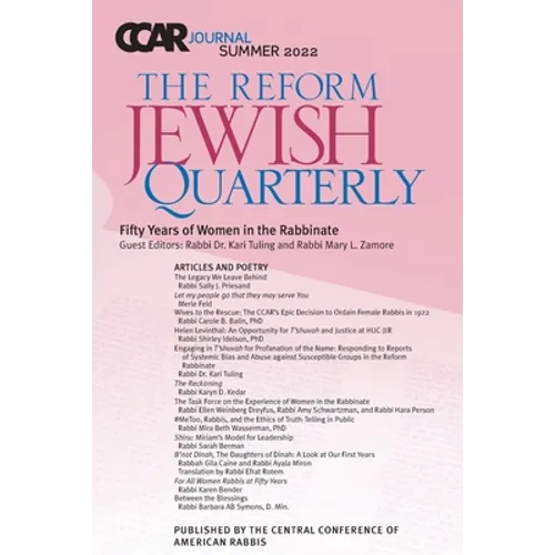 CCAR Journal: The Reform Jewish Quarterly: Summer 2022: Fifty Years of Women in the Rabbinate - Paperback