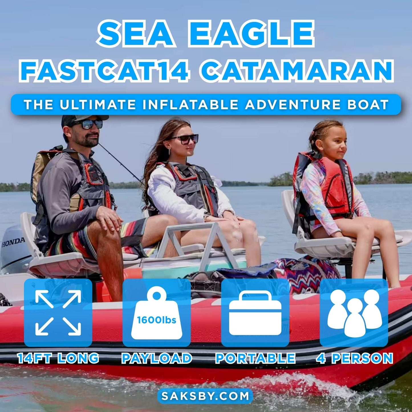 Sea Eagle Boats FastCat14™ Catamaran Inflatable Boat, 14FT [FASTCAT14K] (SAK43210)
