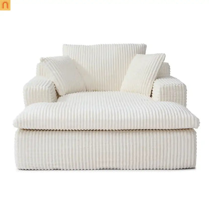 Chaise Lounge Modular Corduroy Beige No Assembly Required