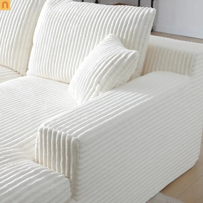 Chaise Lounge Modular Corduroy Beige No Assembly Required