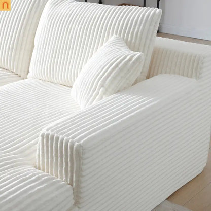Chaise Lounge Modular Corduroy Beige No Assembly Required