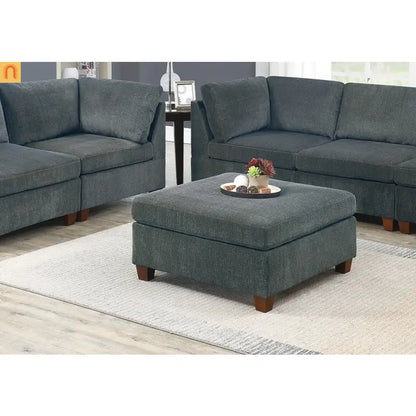 Sectional Sofa Modular Chenille Gray 7-Piece Ottoman