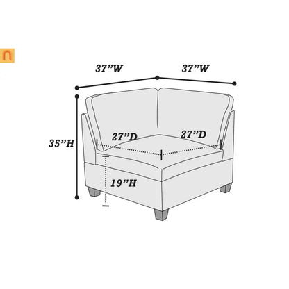 Sectional Sofa Modular Chenille Gray 7-Piece Ottoman
