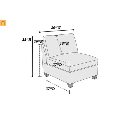 Sectional Sofa Modular Chenille Gray 7-Piece Ottoman