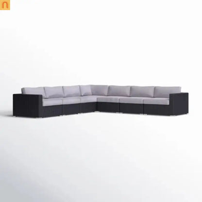 Outdoor Conversation Set Black Wicker 7 Piece Seats 6 No Assembly