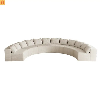 Sectional Curved Modular Corduroy Beige 6 Sections 12 Pillows