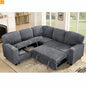 Sectional Sofa Bed L-Shape Corduroy Gray 5-Seat USB Storage