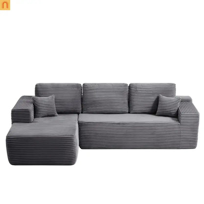 Sectional Sofa L-Shape Left Facing Fabric Gray 3-Seat 104in