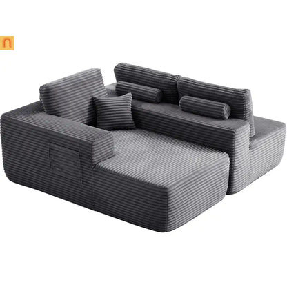 Sectional Sofa L-Shape Left Facing Fabric Gray 3-Seat 104in