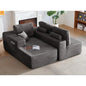 Sectional Sofa L-Shape Left Facing Fabric Gray 3-Seat 104in