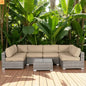 Outdoor Beige Wicker 4 Seater Sectional Set UV Resistant