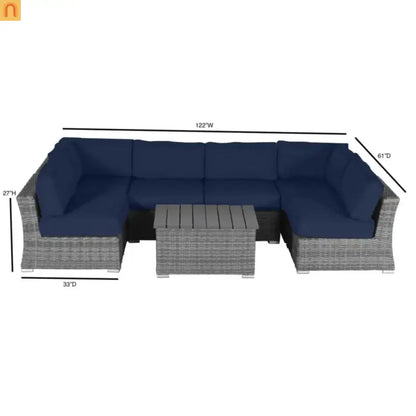 Outdoor Sectional Set Gray Wicker 4 Person Sunbrella No Assembly