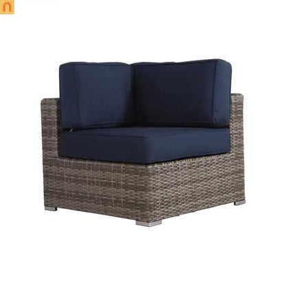 Outdoor Sectional Set Gray Wicker 4 Person Sunbrella No Assembly