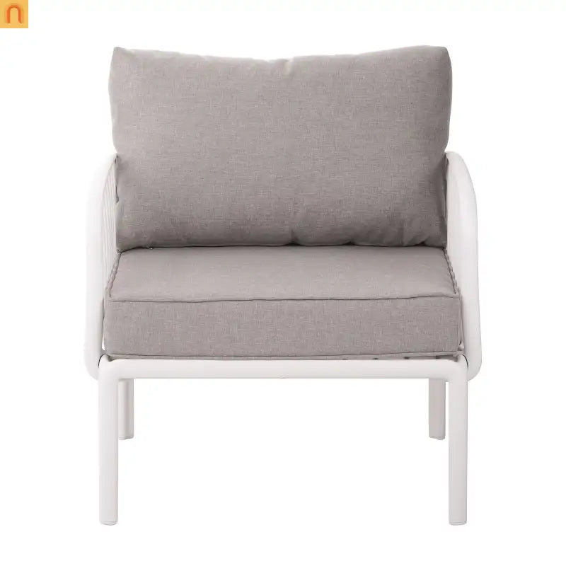 9 Piece Outdoor Sectional Modular White Gray