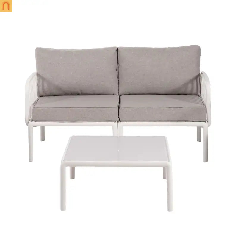 9 Piece Outdoor Sectional Modular White Gray