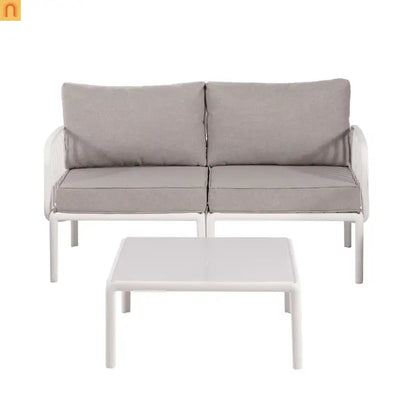 9 Piece Outdoor Sectional Modular White Gray