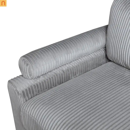 Sectional Sofa Modular Corduroy Gray 6-Seat 160in 2 Ottomans