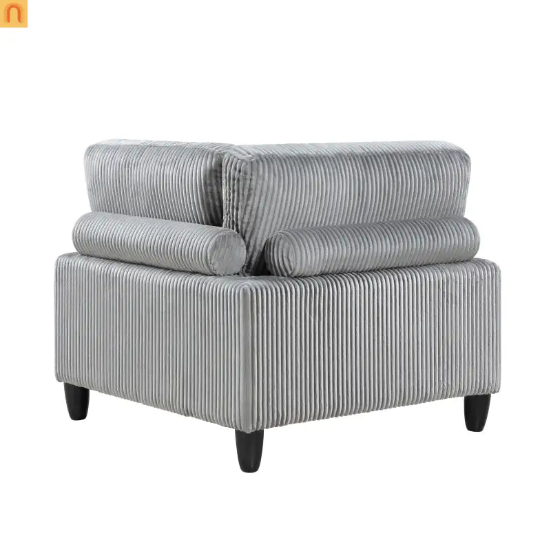 Sectional Sofa Modular Corduroy Gray 6-Seat 160in 2 Ottomans