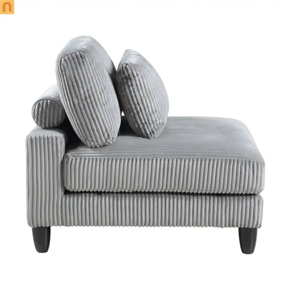 Sectional Sofa Modular Corduroy Gray 6-Seat 160in 2 Ottomans