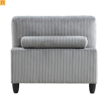 Sectional Sofa Modular Corduroy Gray 6-Seat 160in 2 Ottomans