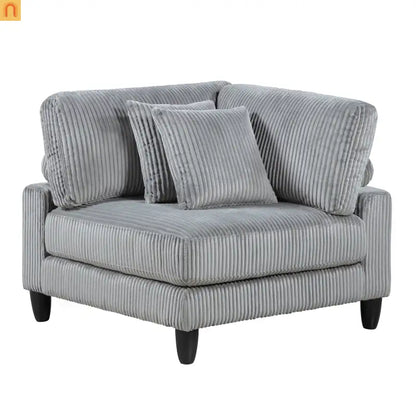 Sectional Sofa Modular Corduroy Gray 6-Seat 160in 2 Ottomans