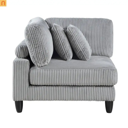 Sectional Sofa Modular Corduroy Gray 6-Seat 160in 2 Ottomans
