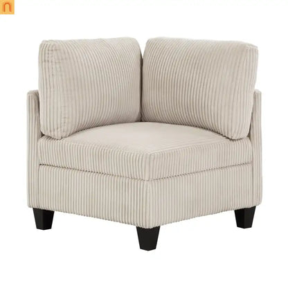 Sectional Sofa Modular Corduroy Beige 8-Seat Storage USB 163in