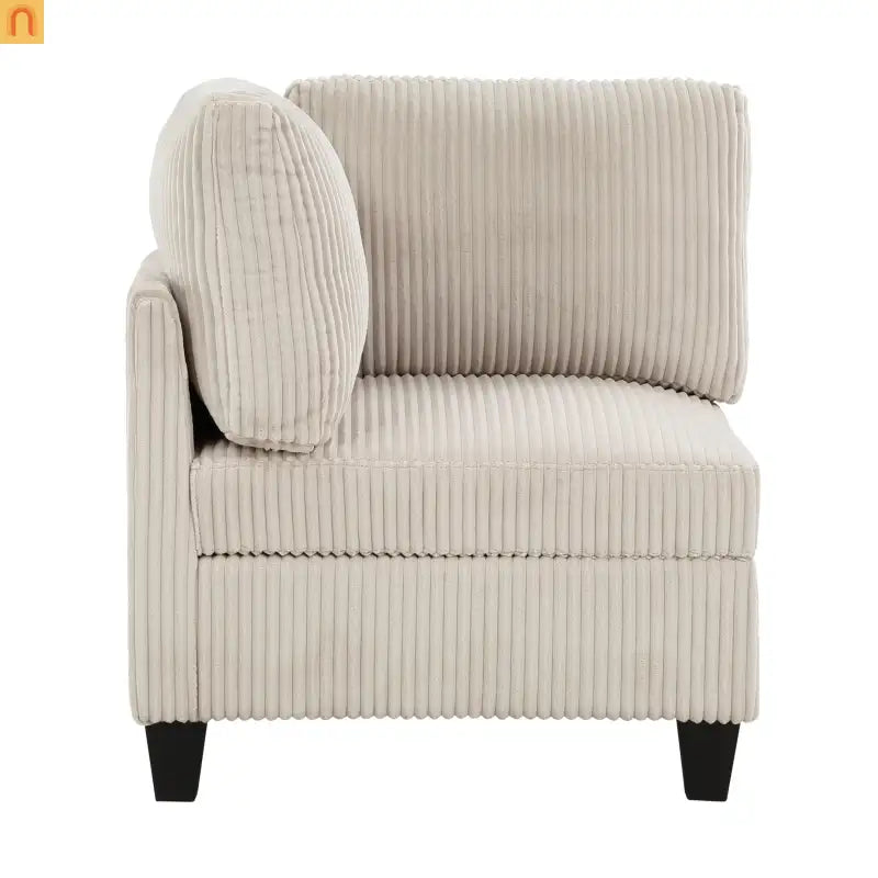 Sectional Sofa Modular Corduroy Beige 8-Seat Storage USB 163in