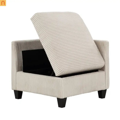 Sectional Sofa Modular Corduroy Beige 8-Seat Storage USB 163in