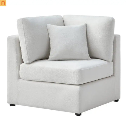 Sectional Sofa Modular Performance Fabric Ivory 6-Seat 93in