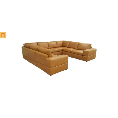 Sectional Modular Leather Match Ginger Square Arm 8-Seat 131in