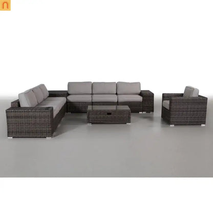 Outdoor Sectional Set Wicker Espresso 11-Piece Seats 7 Storage