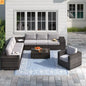 Outdoor Sectional Set Wicker Espresso 11-Piece Seats 7 Storage